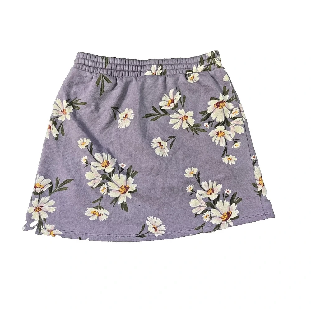 GAP Kids Girls Size XXL (12-16) Purple Floral Skort Drawstrings Embroidered Logo